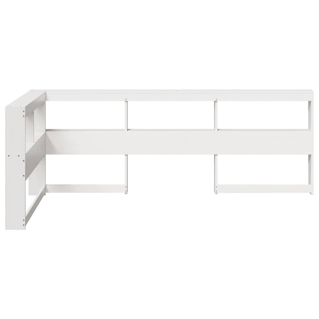 Testiera Libreria a L Bianca 90 cm in Legno Massello di Pino