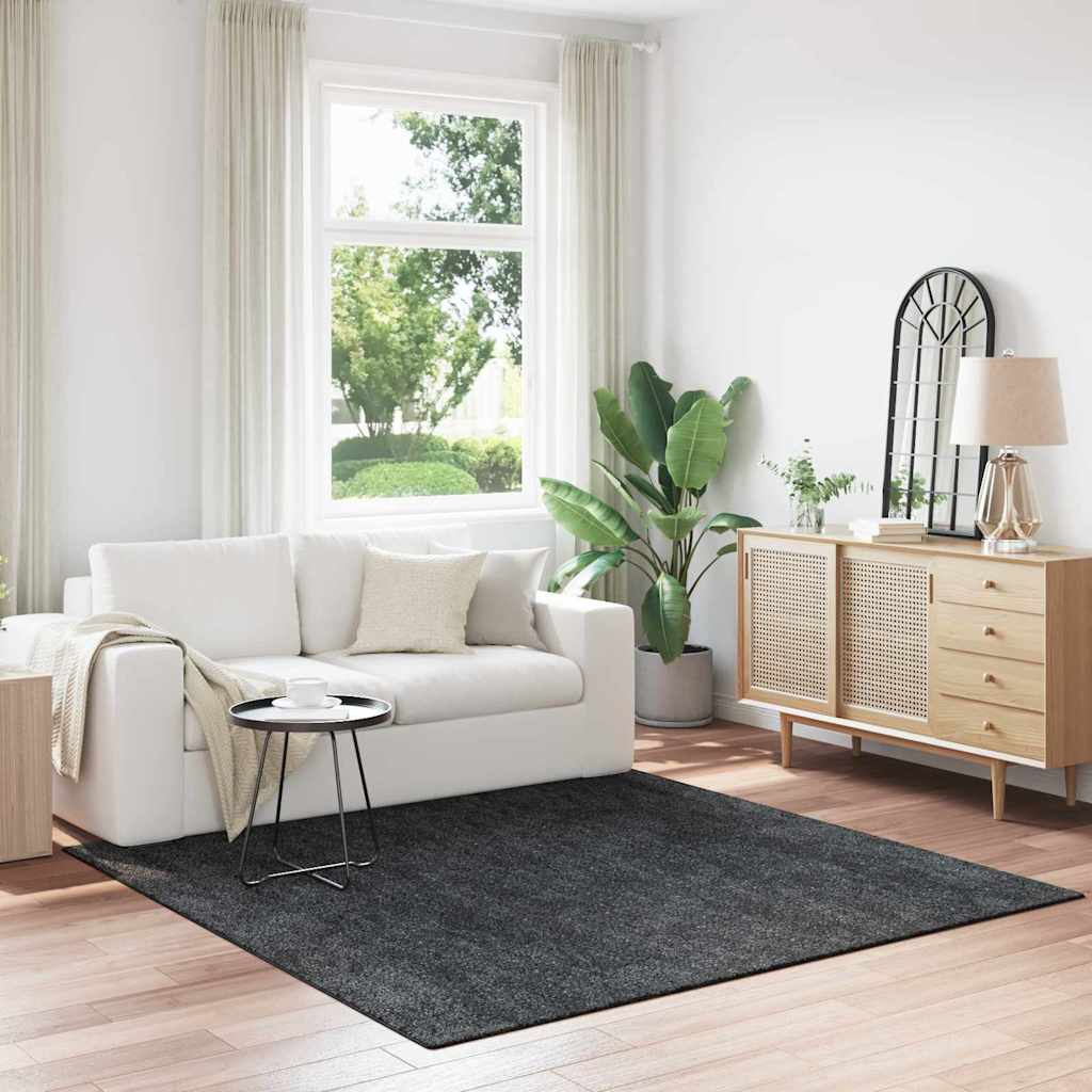 Tappeto Shaggy Antiscivolo Grigio scuro 200 x 200 cm PP