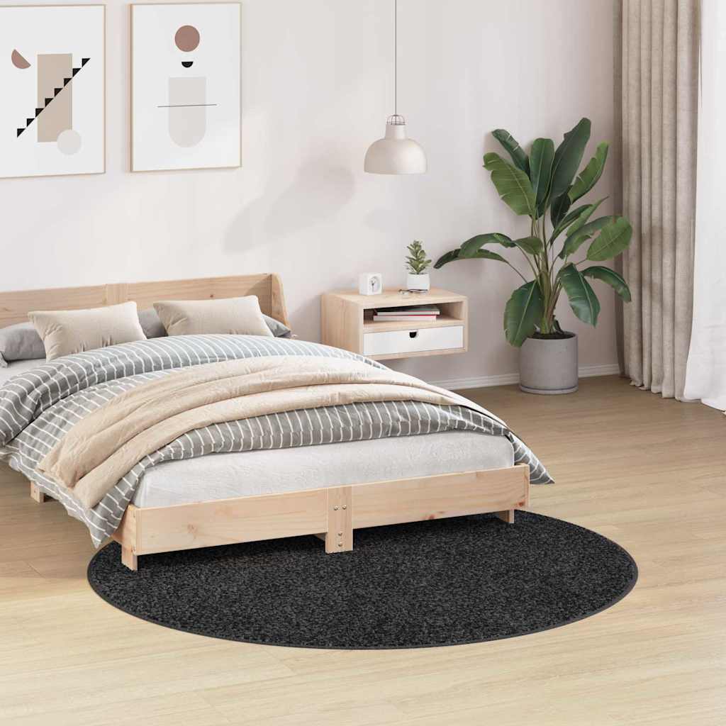 Tappeto Shaggy Antiscivolo Grigio scuro 160 x 160 cm PP