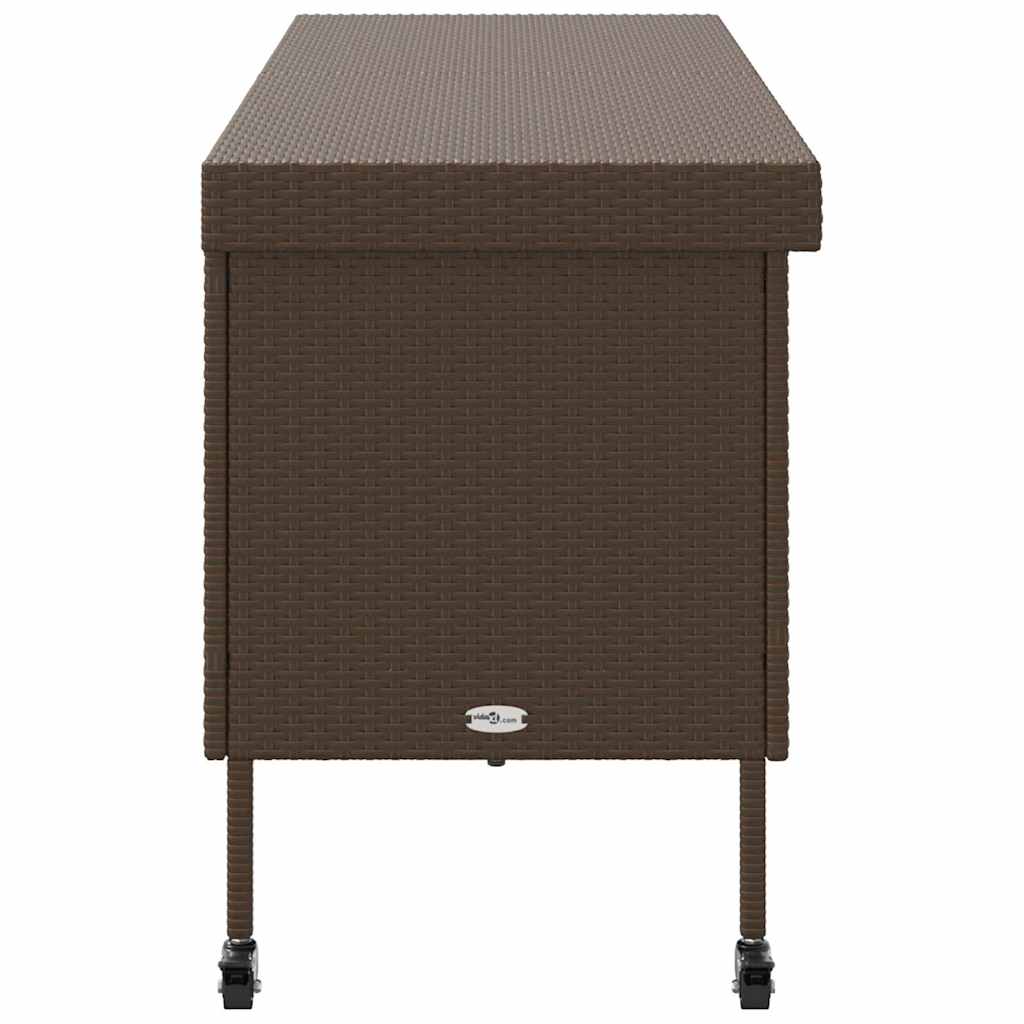 Contenitore da Giardino con Ruote Marrone Polyrattan