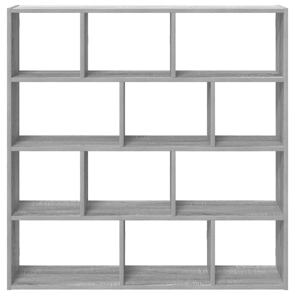 Mensola a Cubo da Muro 12 Scomparti in Truciolato Sonoma Grigio