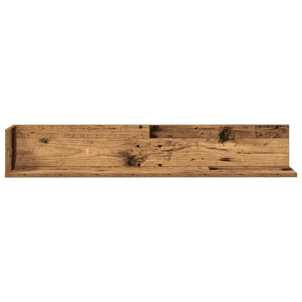 Mensole da Parete 2pz Legno Vecchio 100x16,5x16,5 cm Truciolato