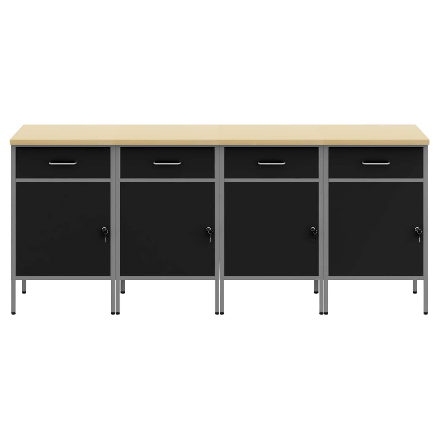 Mobile da lavoro 4 pcs Nero e Grigio 200 x 55 x 85 cm