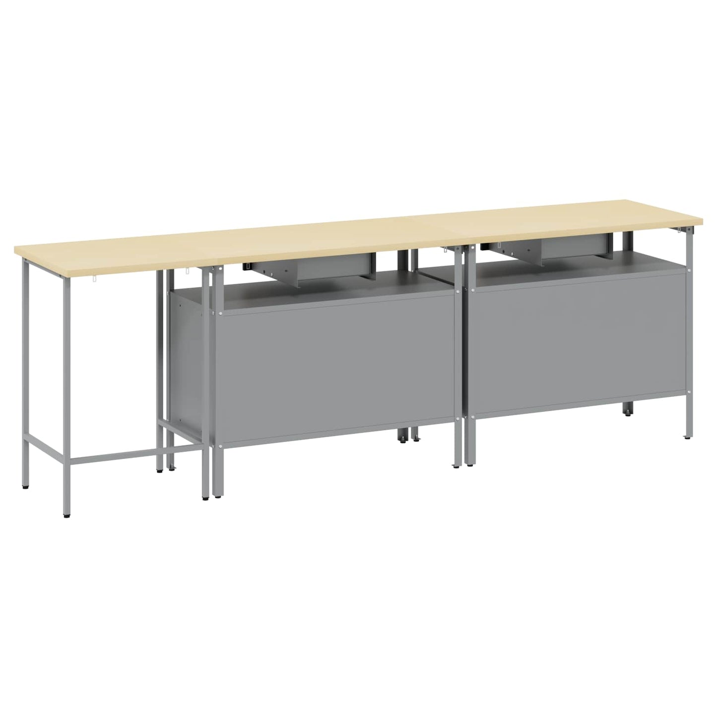 Set banco da lavoro con cassetto con blocco 3 pcs Nero e Grigio