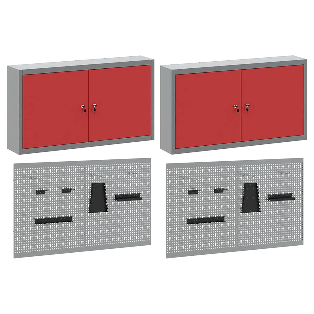 Set di armadi per attrezzi con lo scaffale 6 pcs Rosso