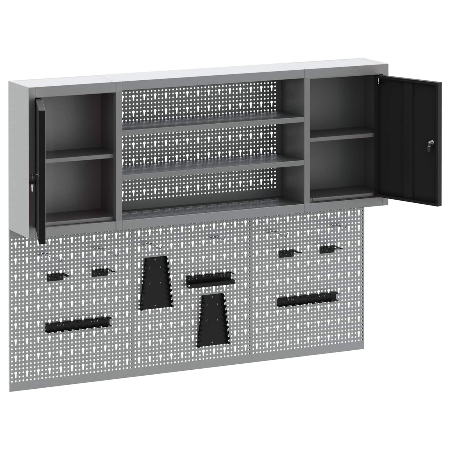 Set di armadi per attrezzi con lo scaffale 4 pcs Nero