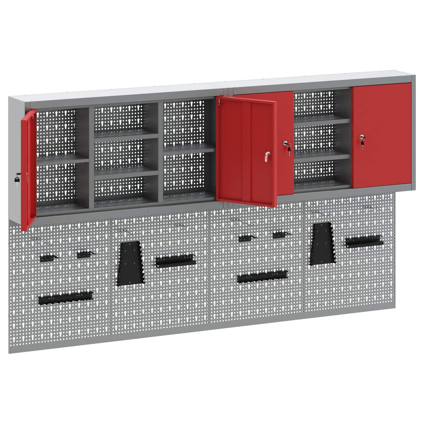 Set di armadi per attrezzi con lo scaffale 4 pcs Rosso