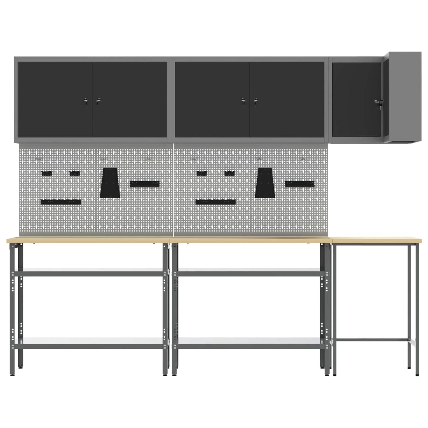 Set di mobili da lavoro con lo scaffale 10 pcs Nero e Grigio
