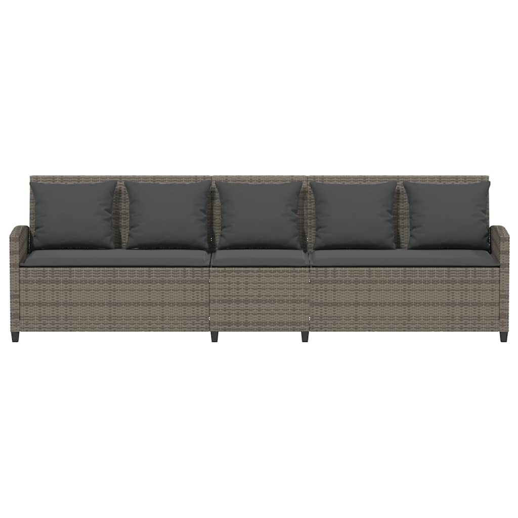 Divano da Giardino con Cuscini 5 Posti Grigio in Polyrattan