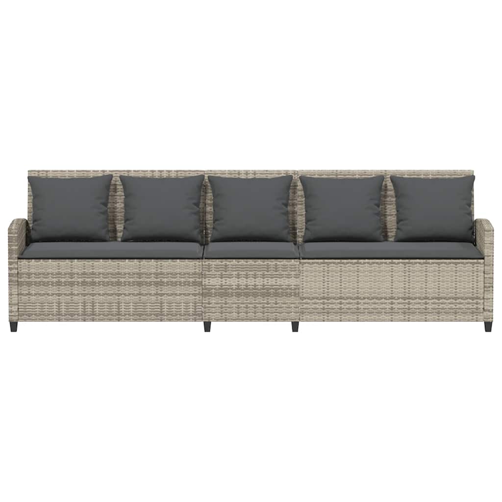 Divano da Giardino con Cuscini 5 Posti Grigio Chiaro Polyrattan
