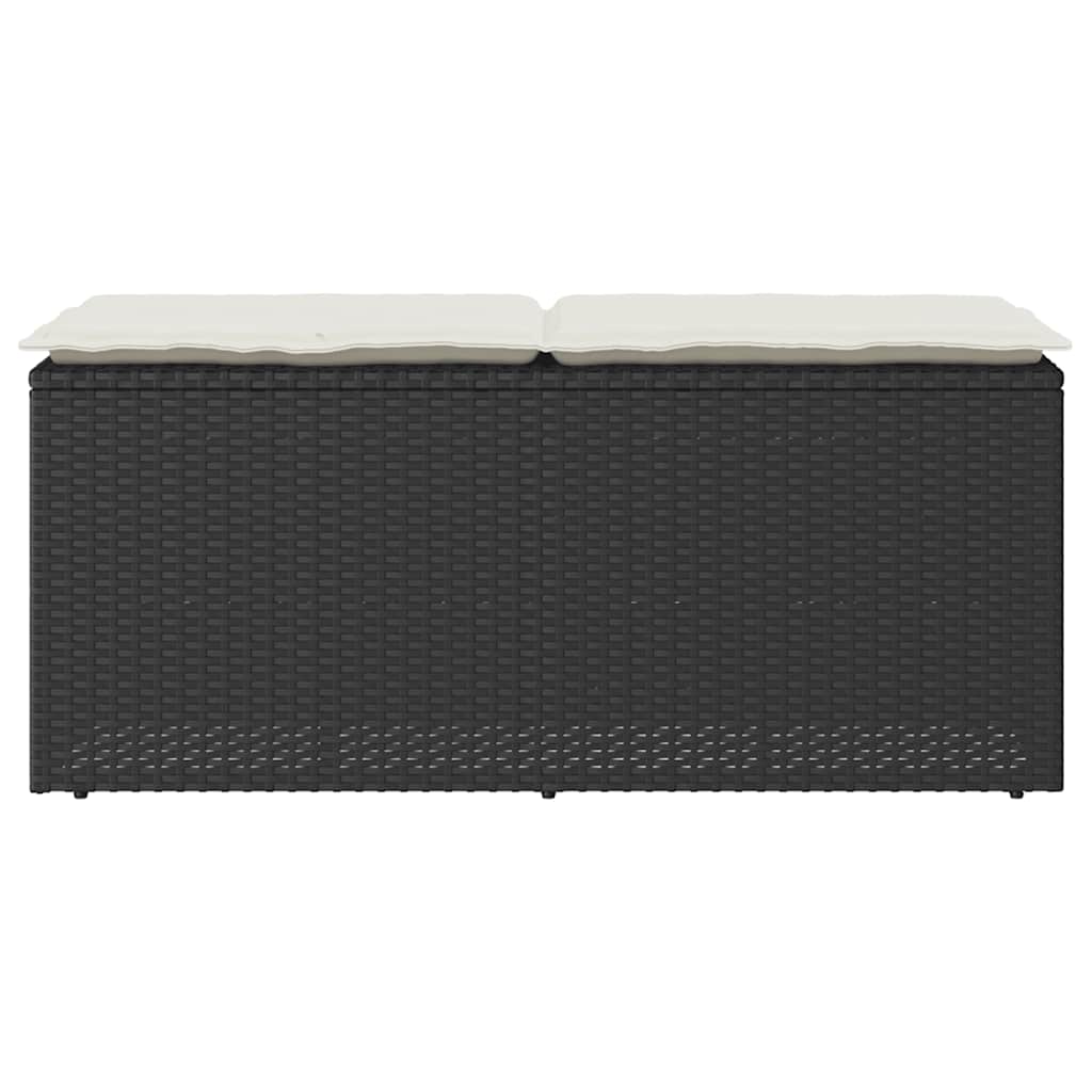 Panca da Giardino con Cuscino Nera 110x40x44 cm in Polyrattan