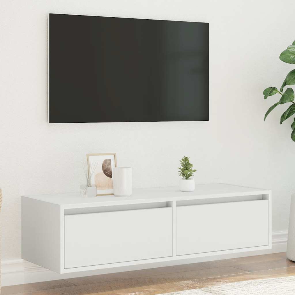 Mobile Porta TV con Luci LED Bianco 100X35,5x25 cm