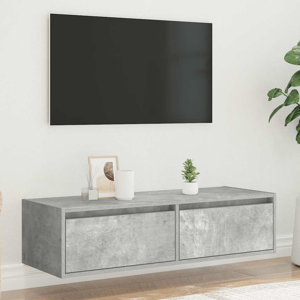Mobile Porta TV con Luci LED Grigio Cemento 100X35,5x25 cm