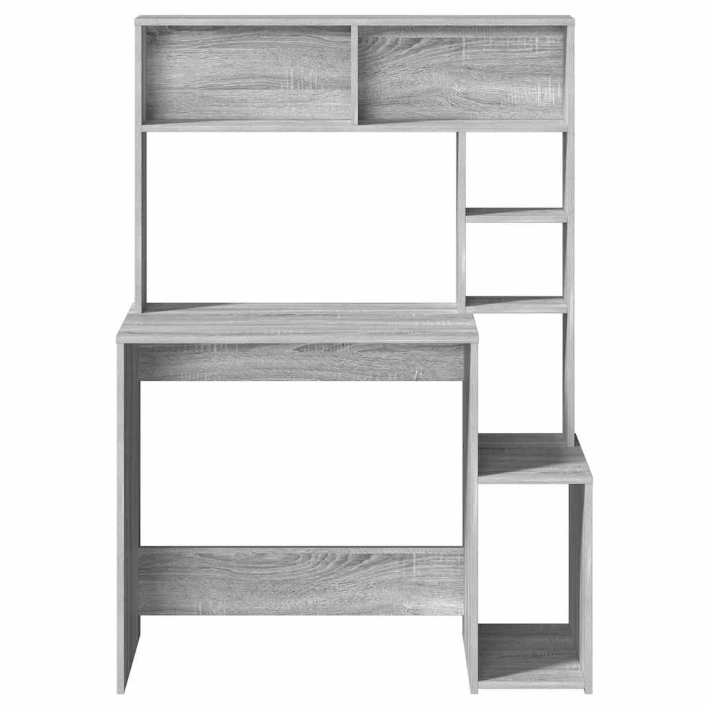 Scrivania Mensole Grigio Sonoma 100x45x140 cm Legno Multistrato
