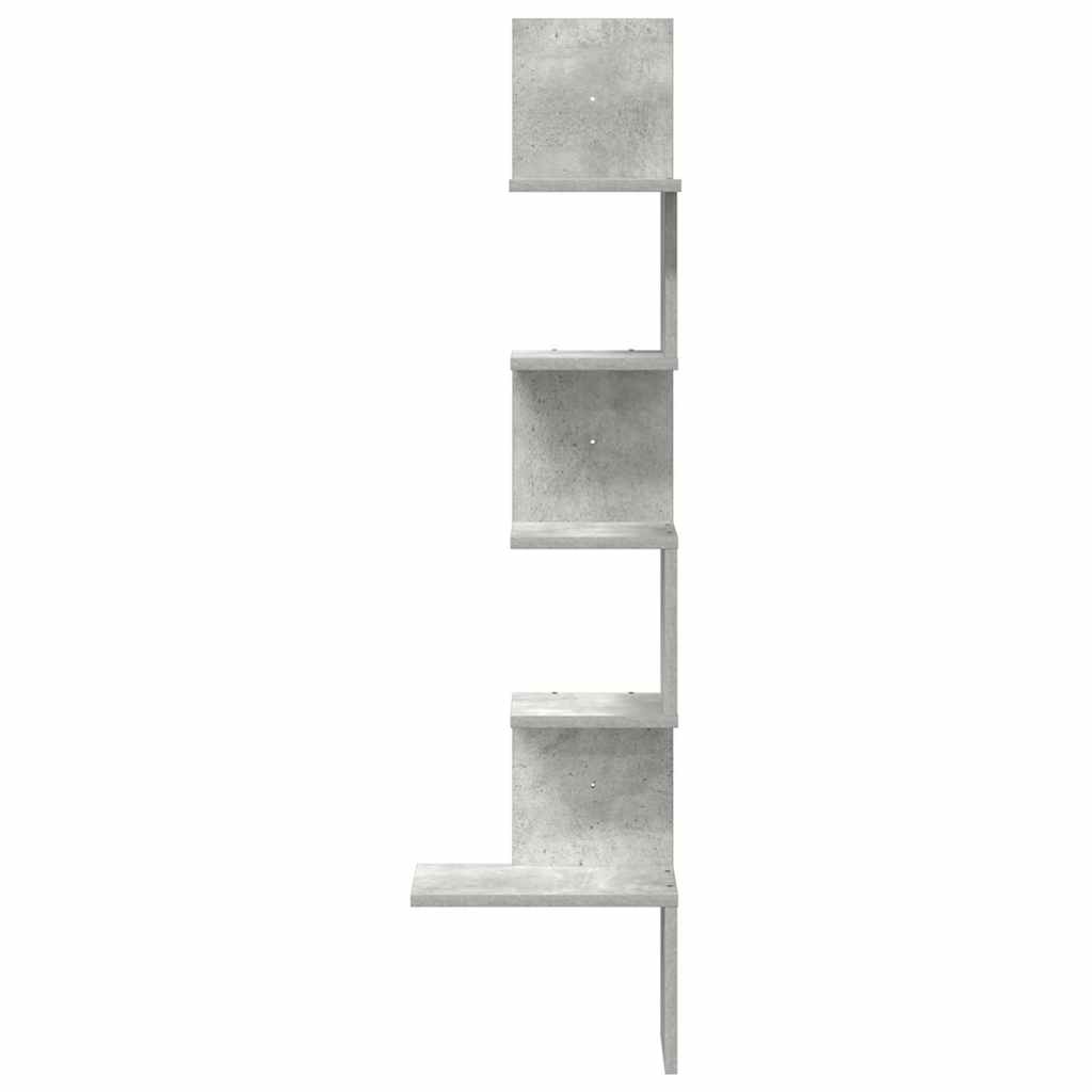 Scaffale Angolare a Muro Grigio Cemento 32x32x127,5 cm