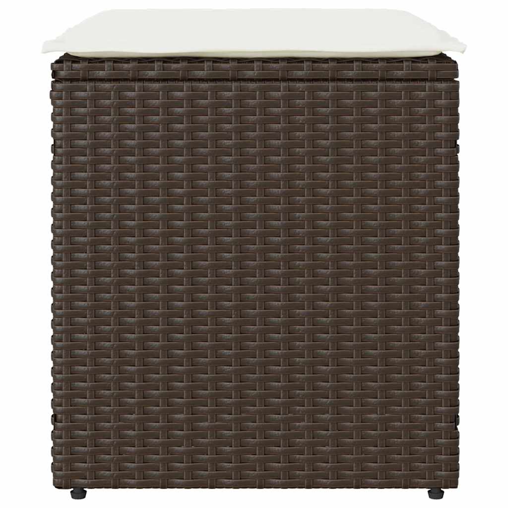 Sgabelli Giardino con Cuscini 2pz Marrone 40x40x43cm Polyrattan
