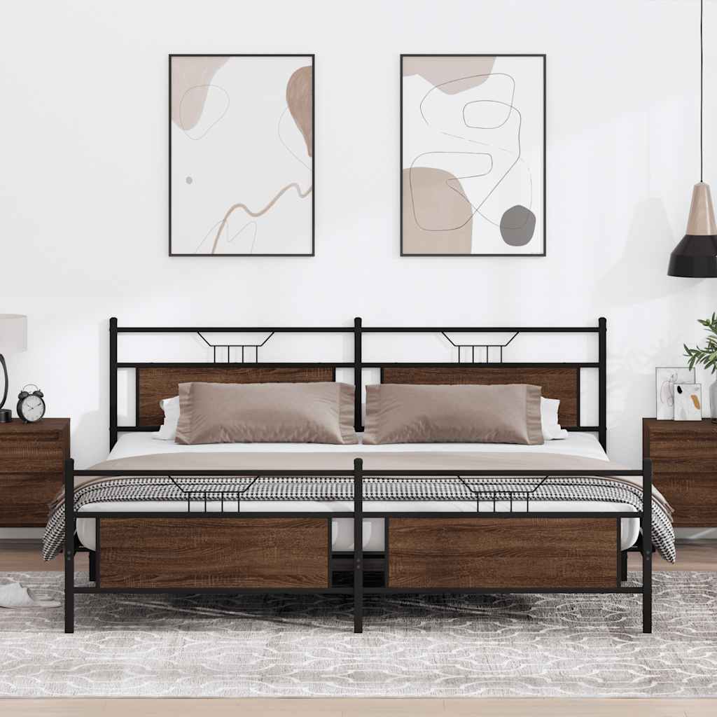 Giroletto senza Materaso in Metallo Rovere Marrone 193x201 cm