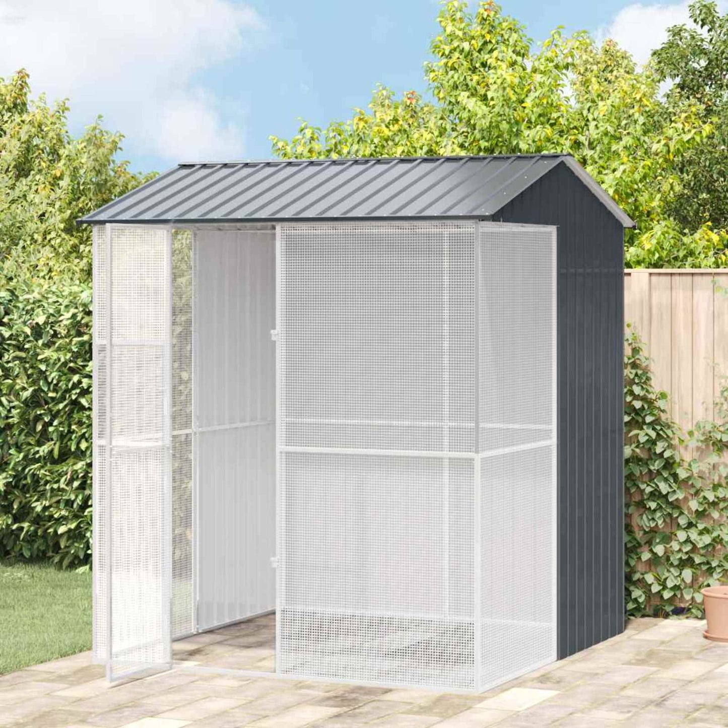Gabbia per uccelli Antracite 215 x 210 x 247 cm Acciaio zincato