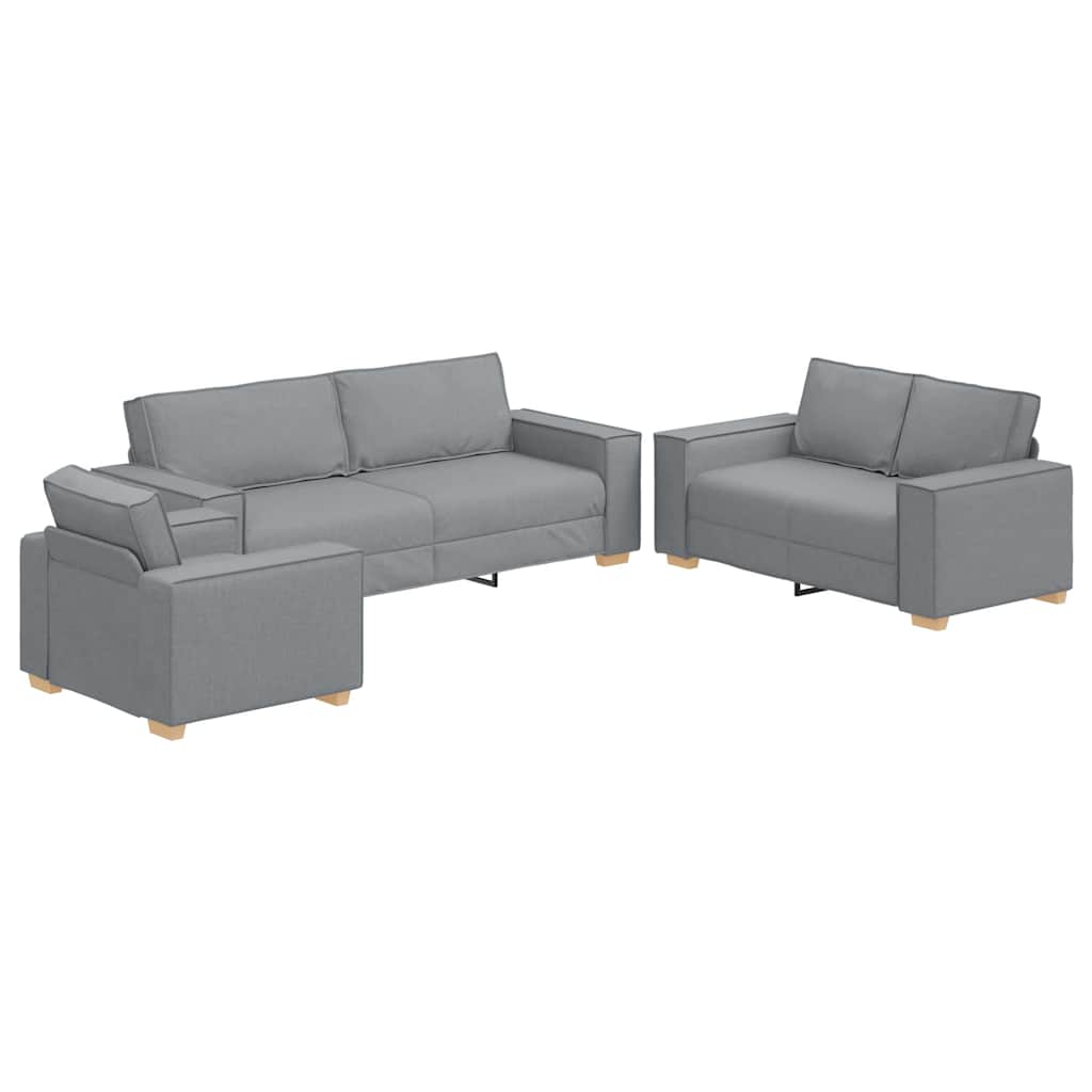 Divano 3 pcs Grigio chiaro 220 x 80 x 84 cm Tessuto misto lino