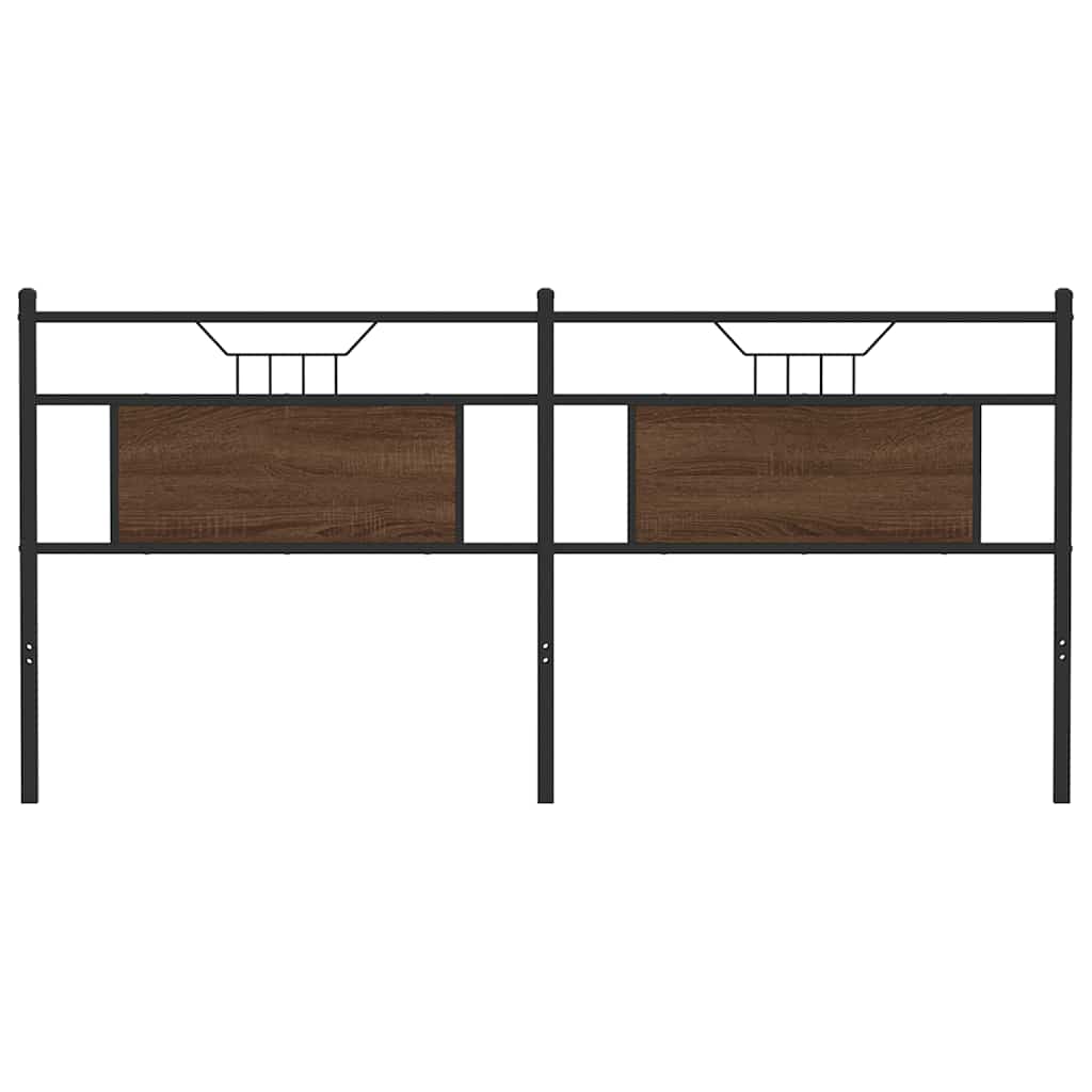 Testiera Rovere Marrone 180 cm in Legno Multistrato e Acciaio