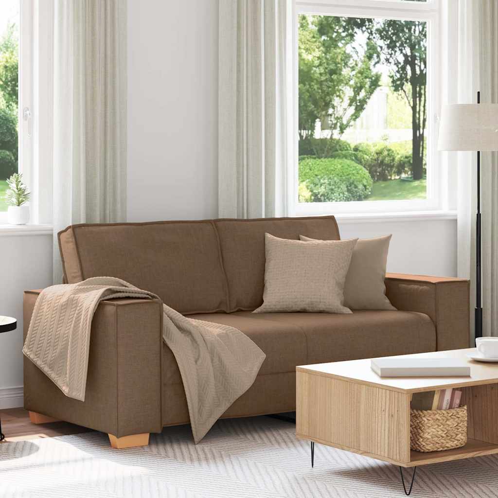 Divano a 2 posti Marrone 180x78x84 cm Tessuto