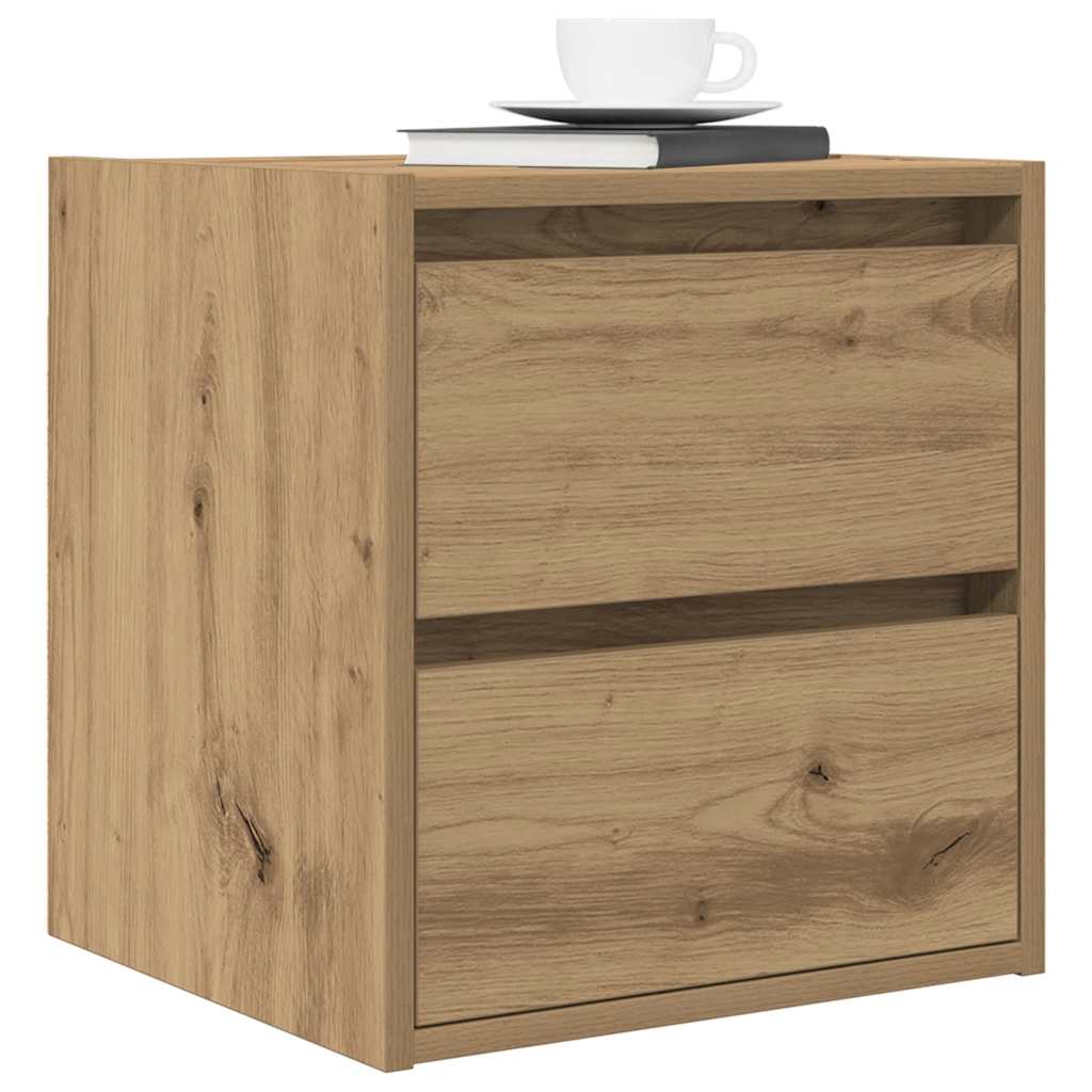 Comodini a Muro 2 pz Rovere Artigianale 38x34x40 cm