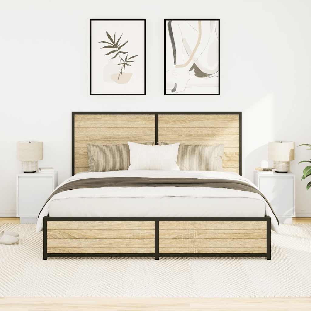 Comodini con Luci a LED 2 pz Bianco 38x34x50 cm