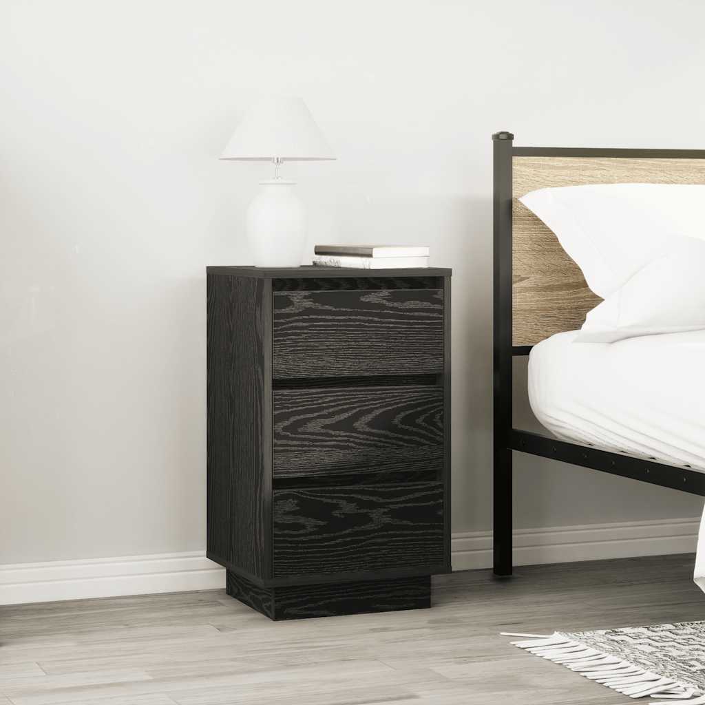 Comodino con Luci LED Nero 38x34x65 cm