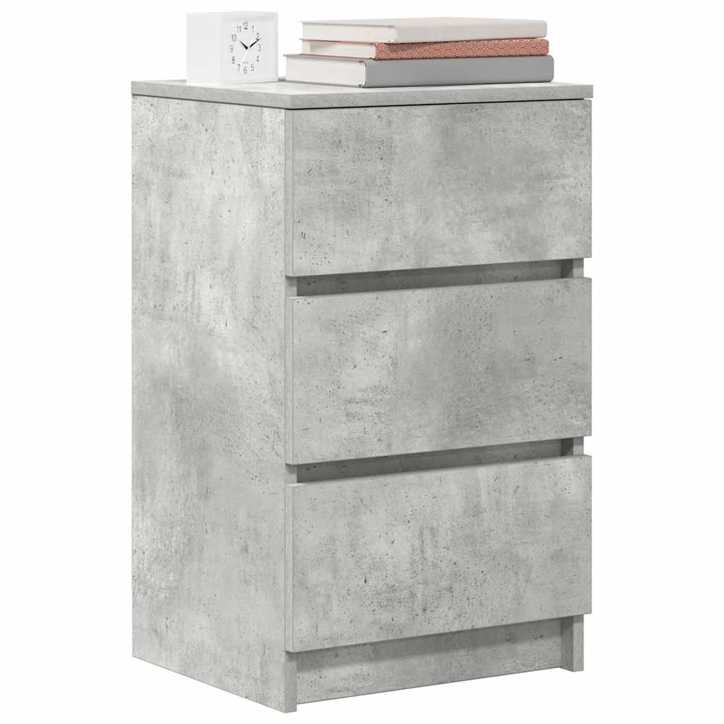 Comodini con 3 Cassetti 2 pz Grigio Cemento 39x35x65 cm