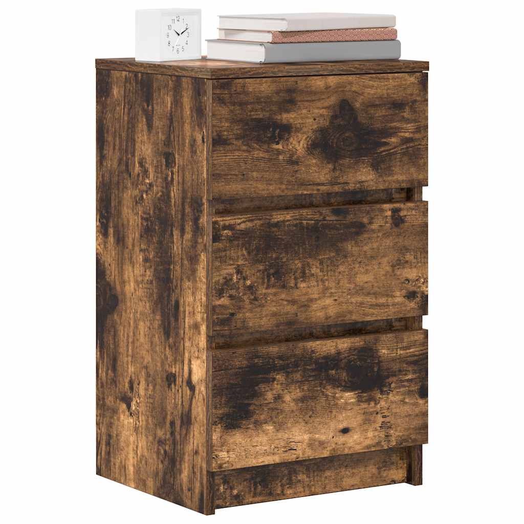 Comodino con 3 Cassetti Rovere Fumo 39x35x65 cm