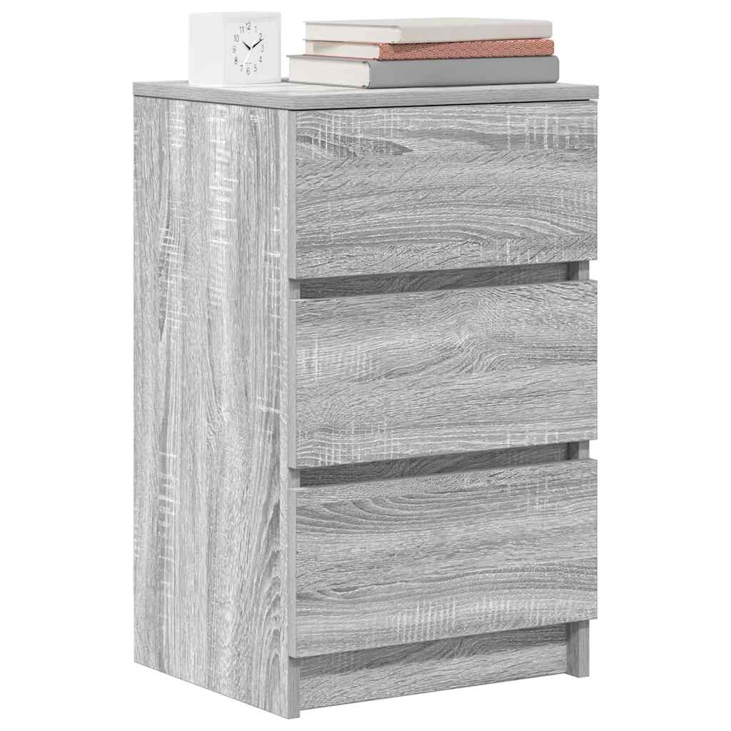 Comodini con 3 Cassetti 2 pz Grigio Sonoma 39x35x65 cm