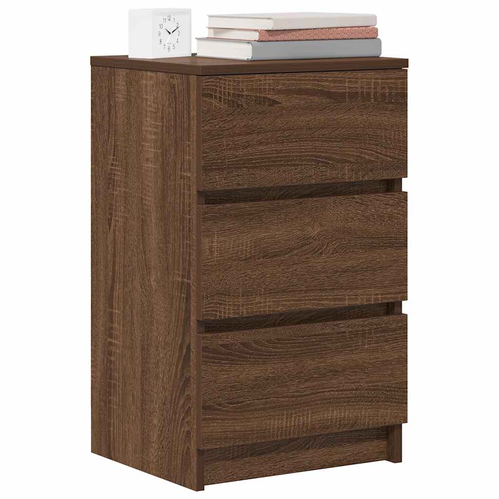 Comodini con 3 Cassetti 2 pz Rovere Marrone 39x35x65 cm