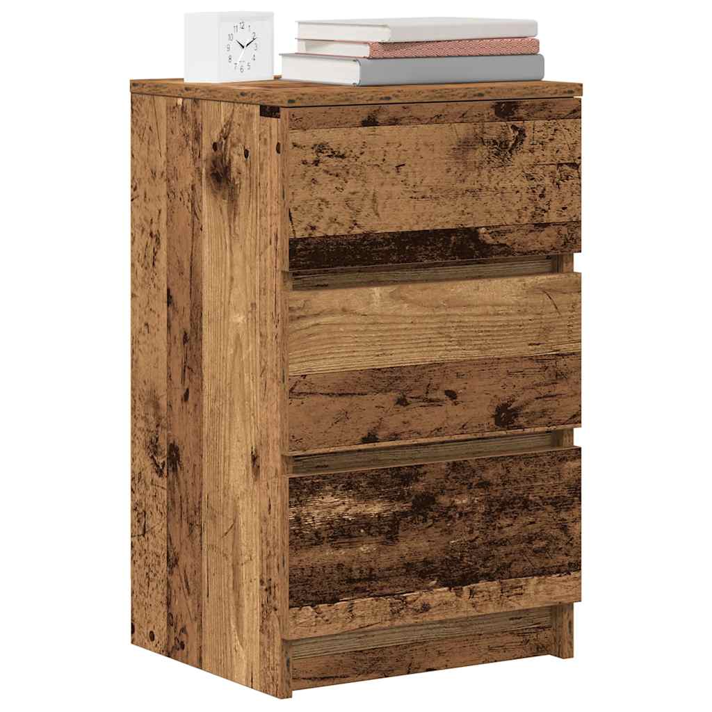 Comodini con 3 Cassetti 2 pz Legno Antico 39x35x65 cm