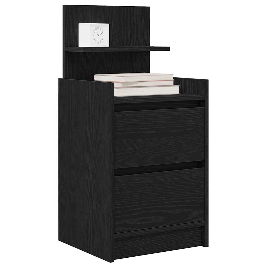 Comodino con 2 Cassetti Nero 38x34x80 cm