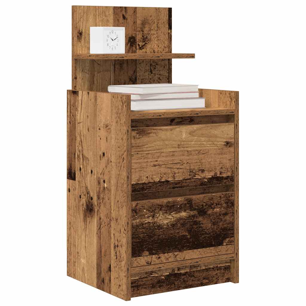 Comodino con 2 Cassetti Legno Antico 38x34x80 cm