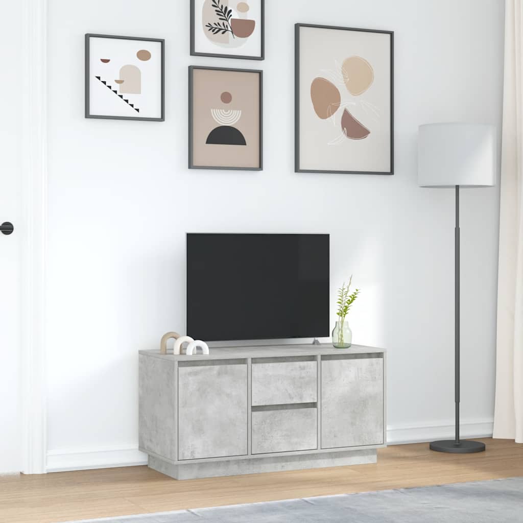 Mobile Porta TV con Luci LED Grigio Cemento 100x41x50 cm