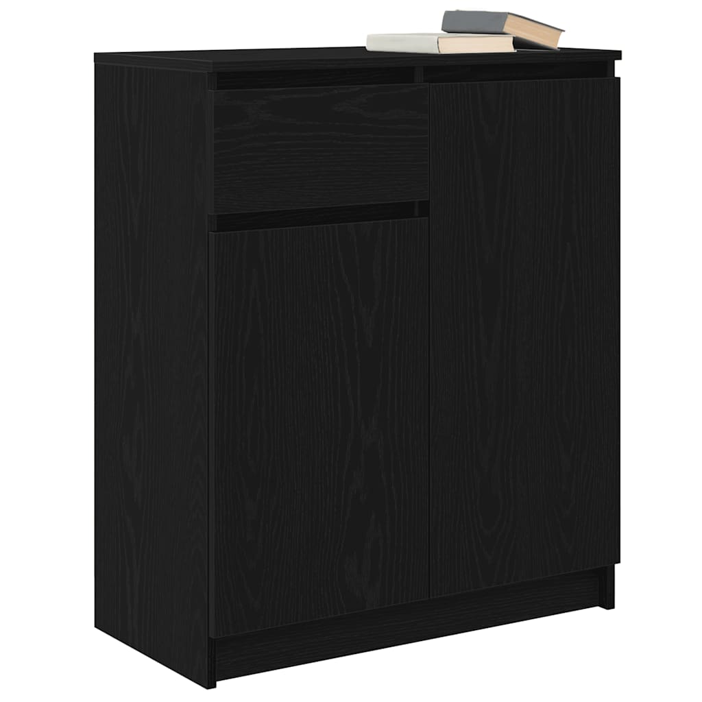 Credenza con Cassetto Rovere Nero 71x35x84 cm Legno Multistrato