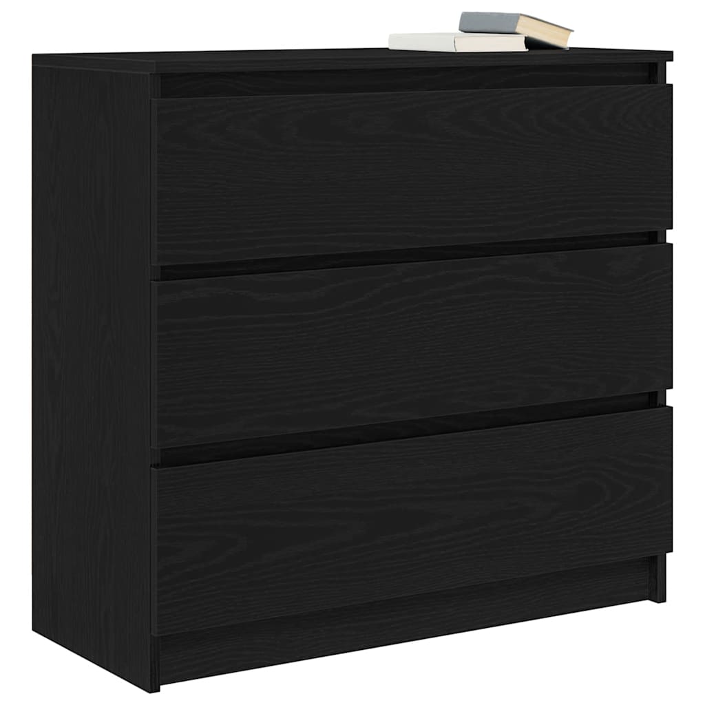 Credenza Rovere Nero 80x35x76 cm in Legno Multistrato