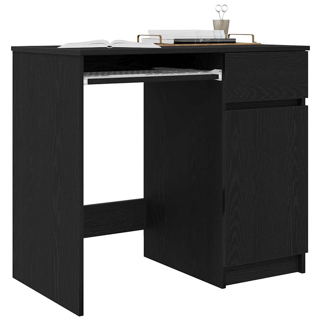 Scrivania Rovere Nera 86x49x76 cm in Legno Multistrato