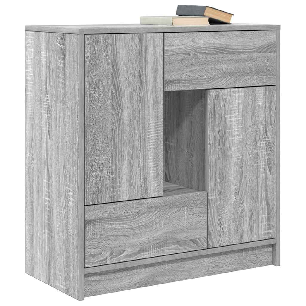 Credenza con Cassetti e Ante Grigio Sonoma 70,5x34x74,5 cm