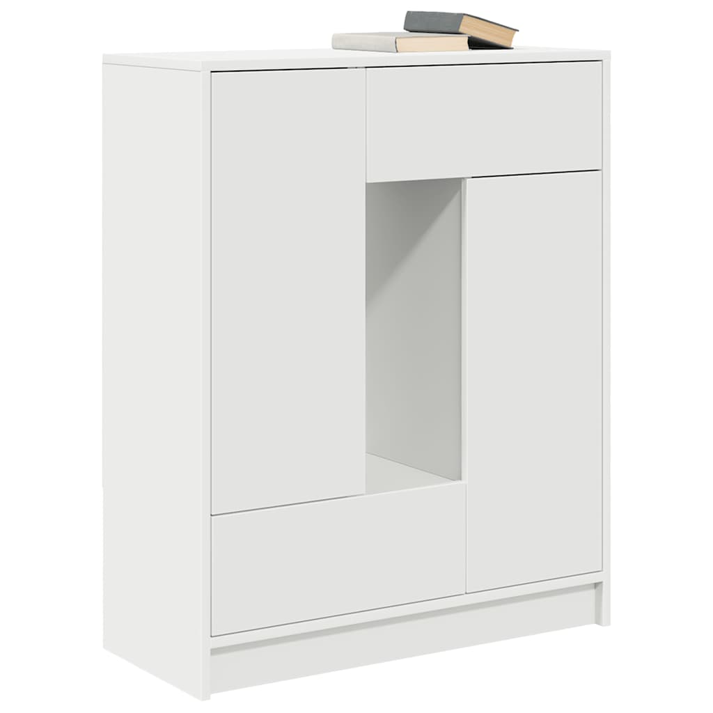 Credenza con Cassetti e Ante Bianco 73x31x90 cm