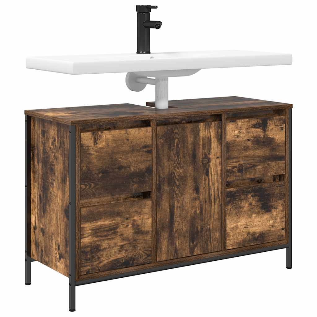 Mobile Lavabo con Cassetti Rovere Fumo 90x34,5x60 cm