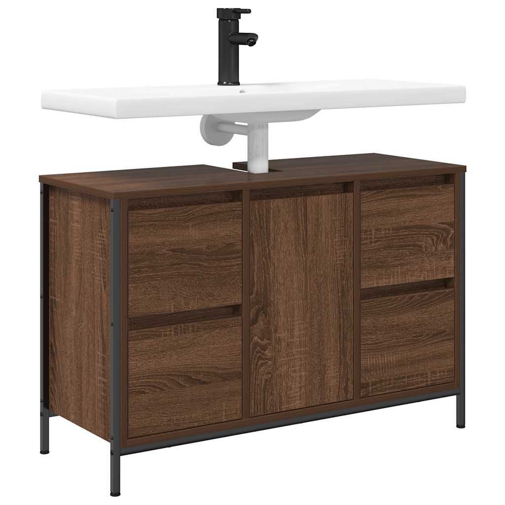 Mobile Lavabo con Cassetti Rovere Marrone 90x34,5x60 cm