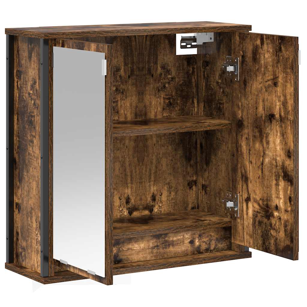 Pensile da Bagno con Specchio Rovere Fumo 60x21x60 cm