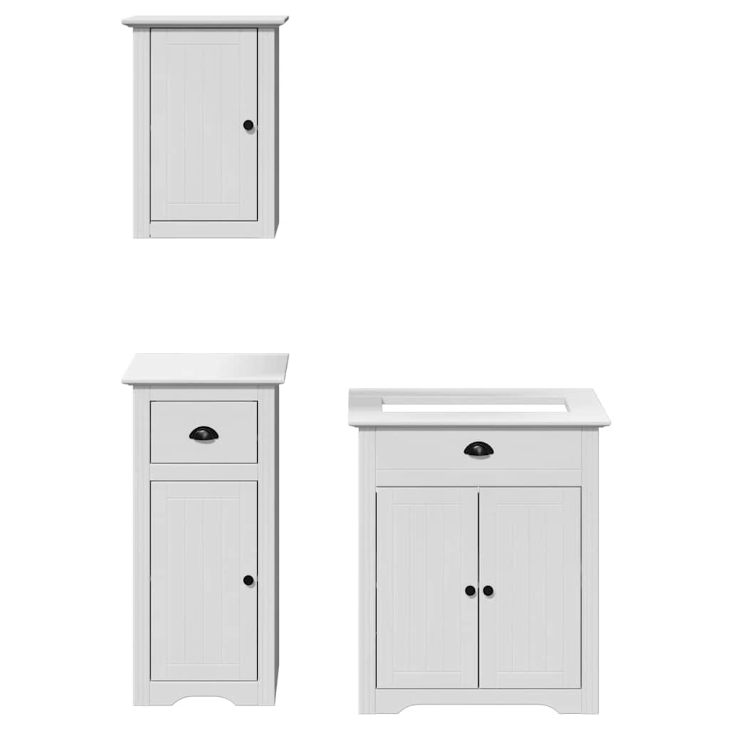 Set Mobili da Bagno 3 pz BODO Bianco in Legno Massello di Pino