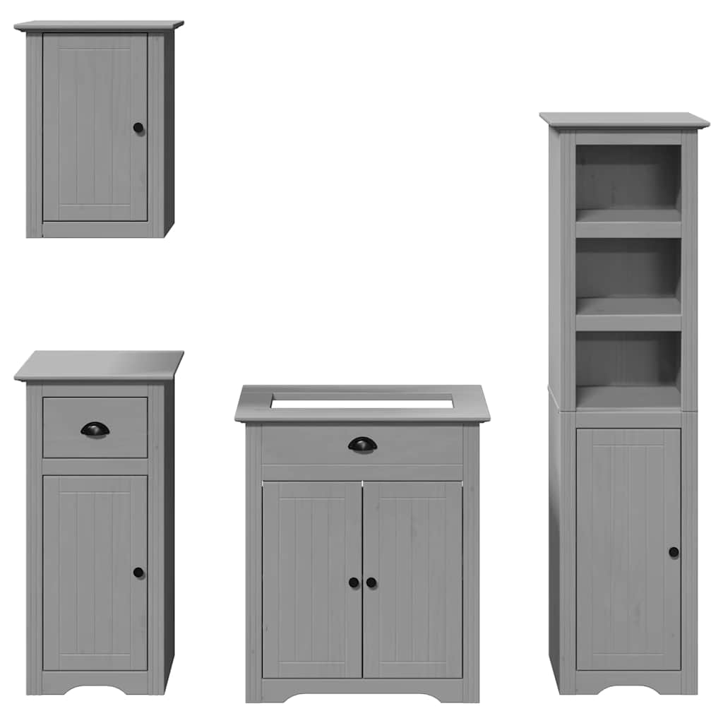 Set Mobili da Bagno 4 pz BODO Bianco in Legno Massello di Pino