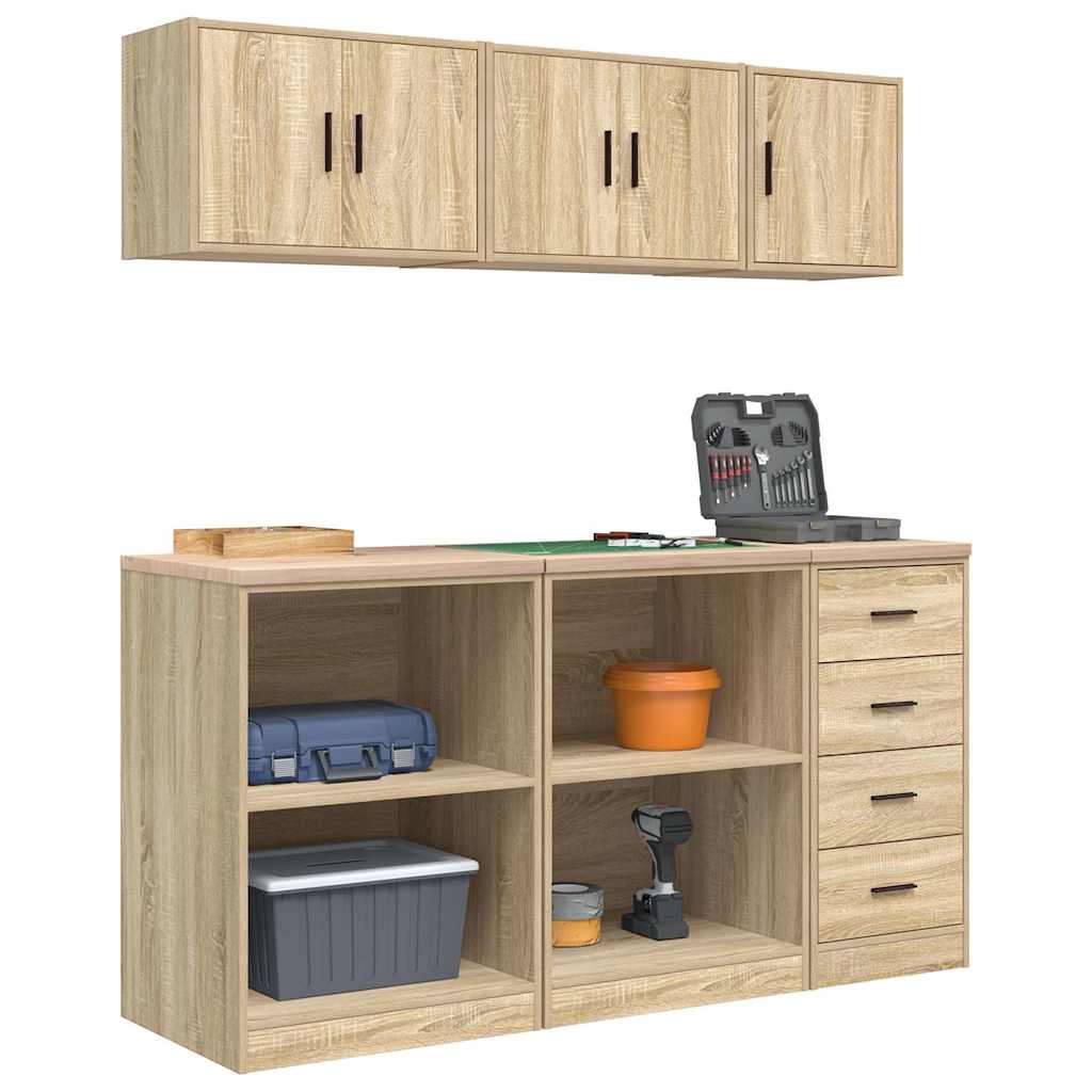 Armadi da Garage 6 pz Rovere Sonoma in Legno Multistrato