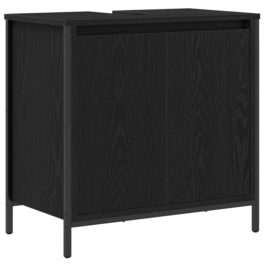 Set di mobili per il bagno 5 pcs Rovere Nero Legno multistrato