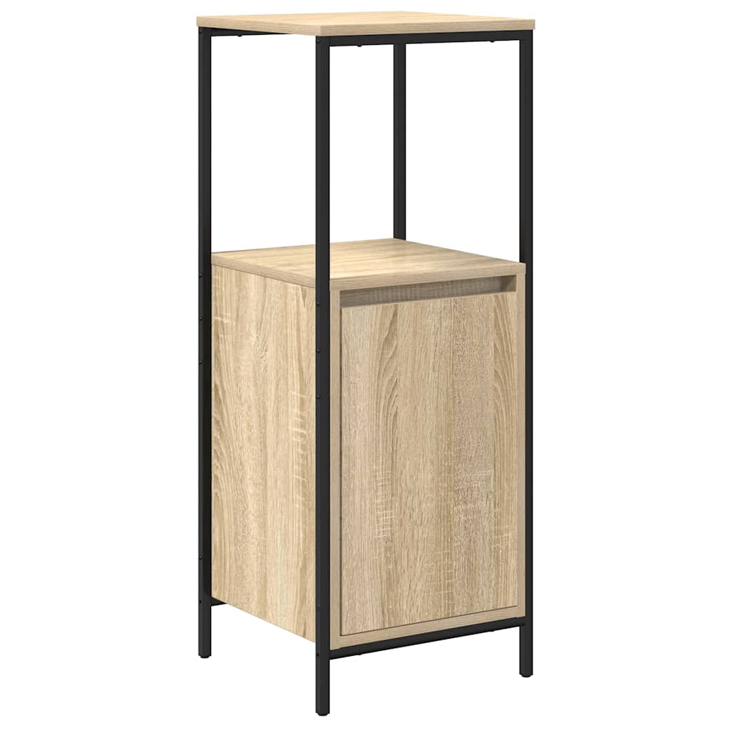 Set di mobili per il bagno con porta 5 pcs Rovere Sonoma e Nero