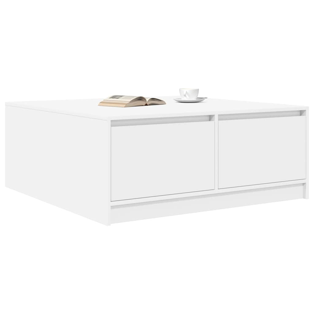 Tavolino da Salotto con Cassetti Bianco 100x100x40 cm